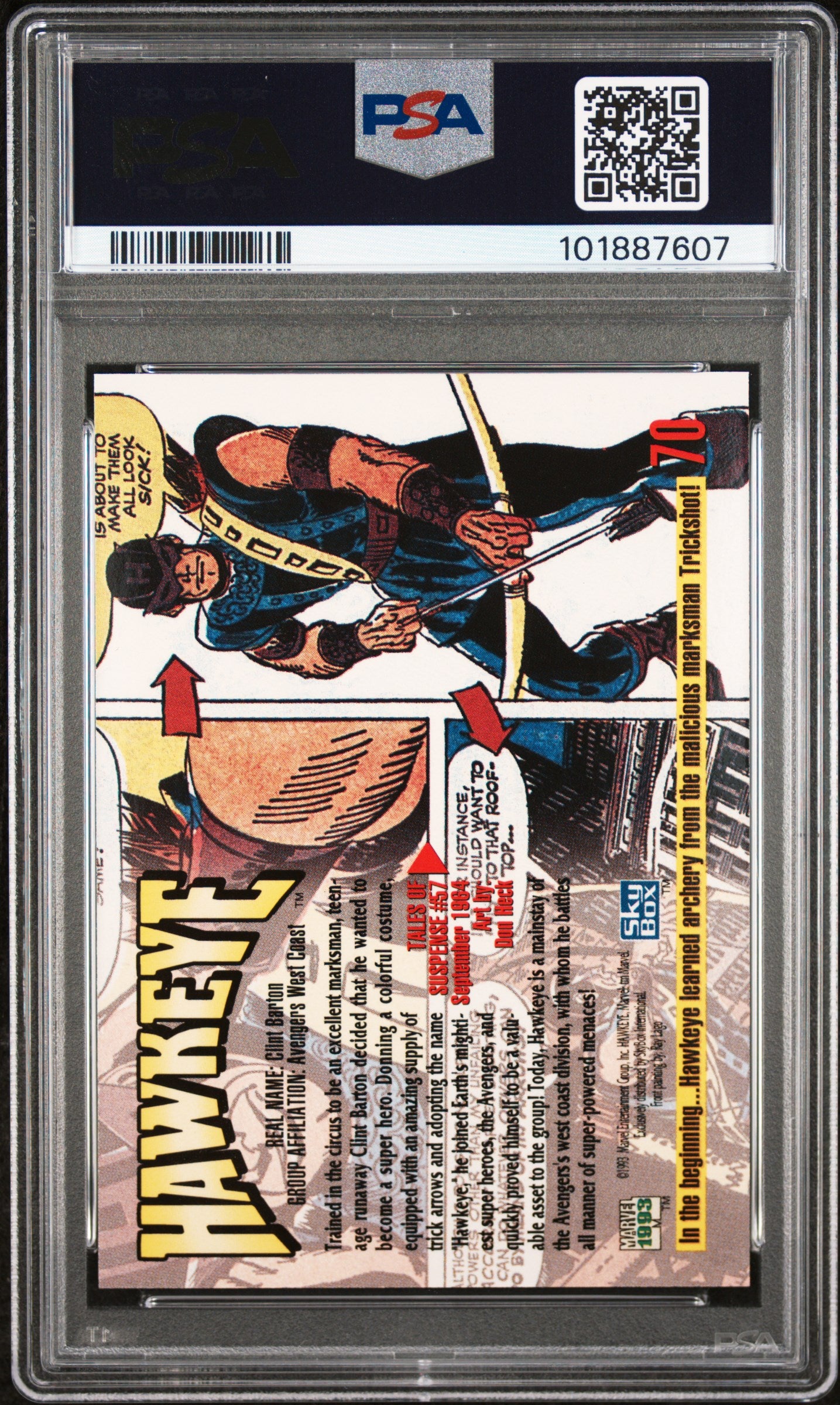 1993 Marvel Masterpieces Hawkeye #70 PSA 9