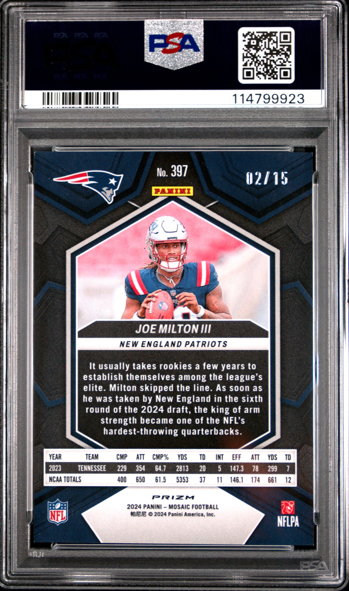 2024 Panini Mosaic Joe Milton III Tessellation #397 PSA 8.5