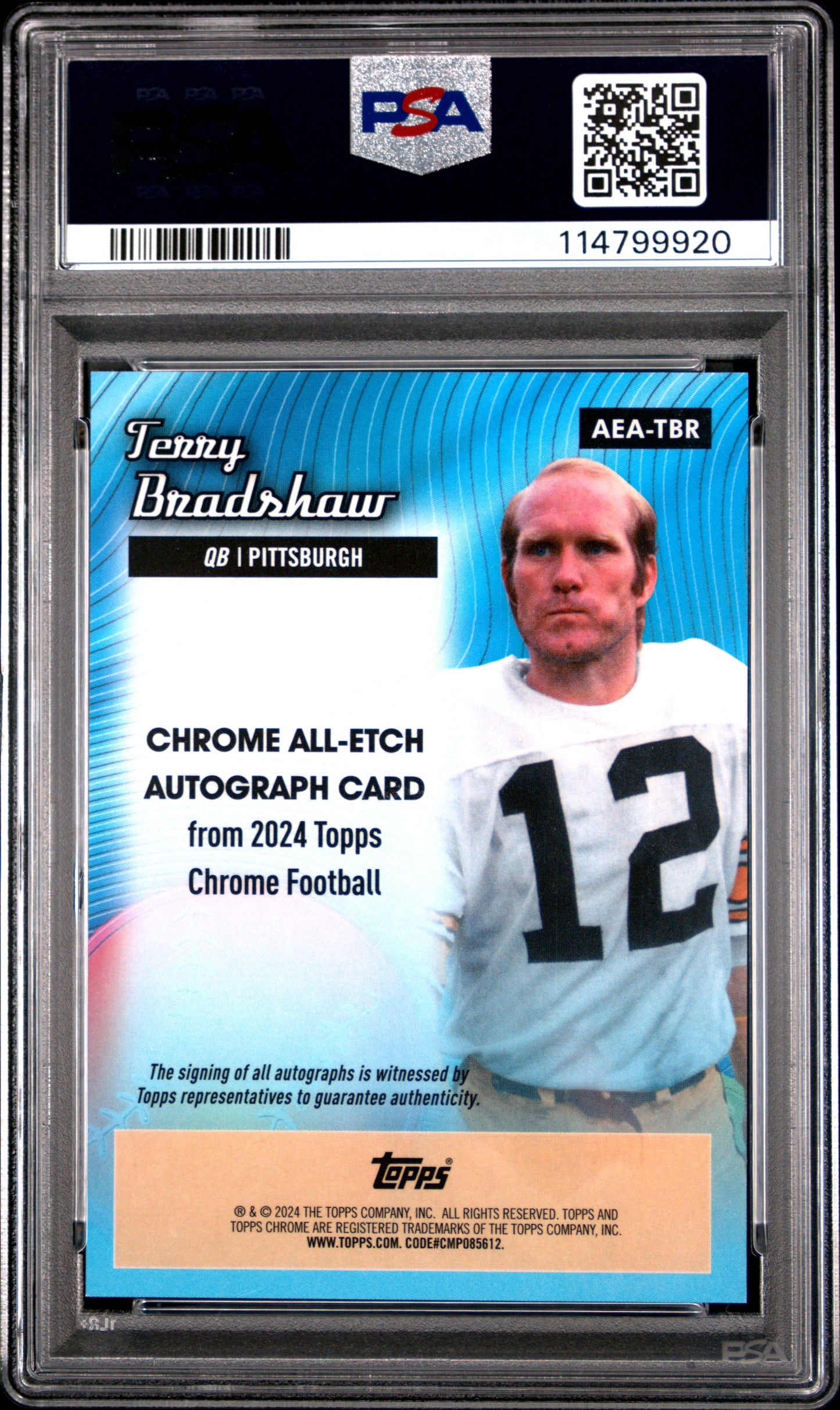 2024 Topps Chrome All-Etch Terry Bradshaw Red Refractor Auto /5 #AEATBR PSA 9