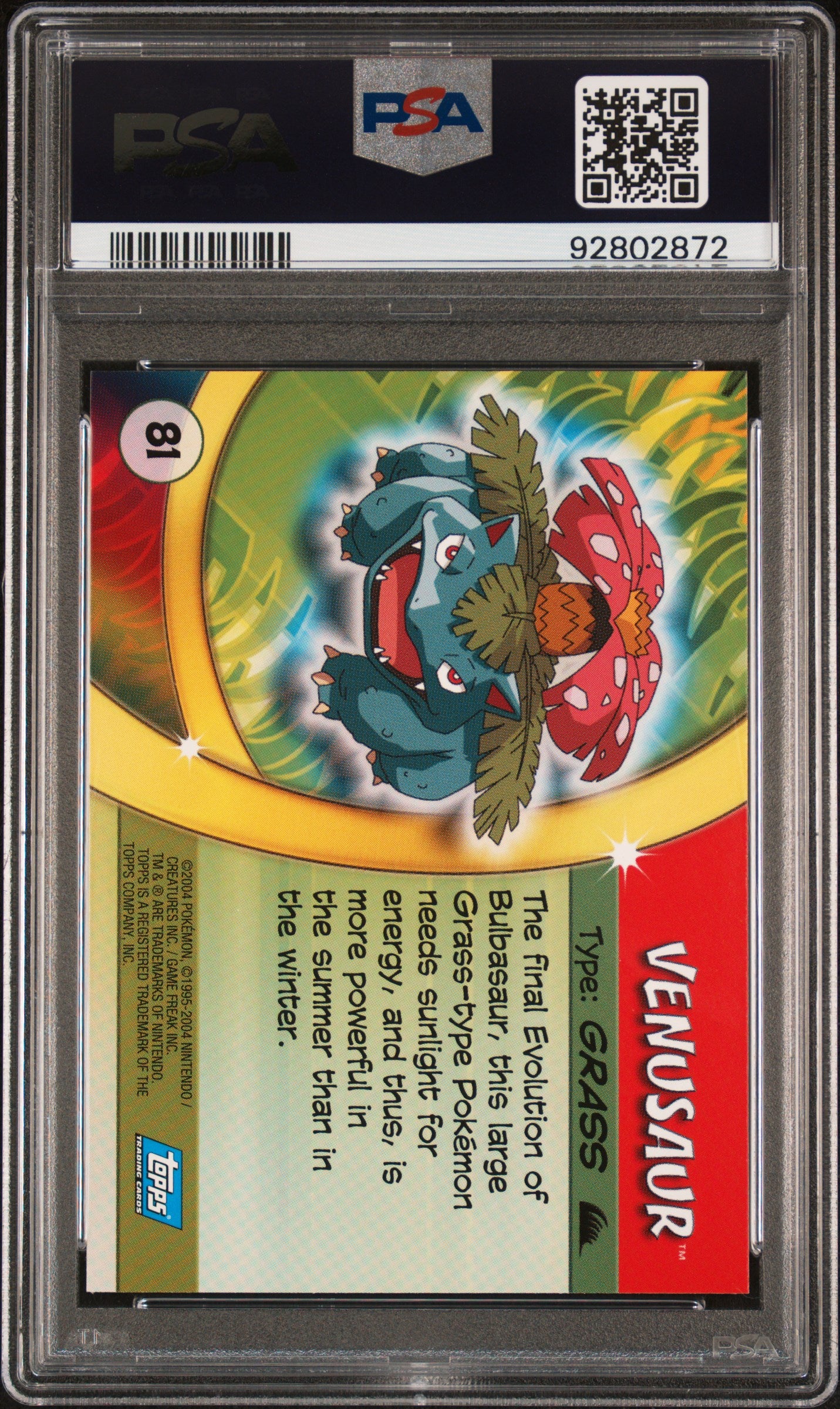 2004 Topps Pokemon Advanced Challenge Venusaur #81 PSA 9