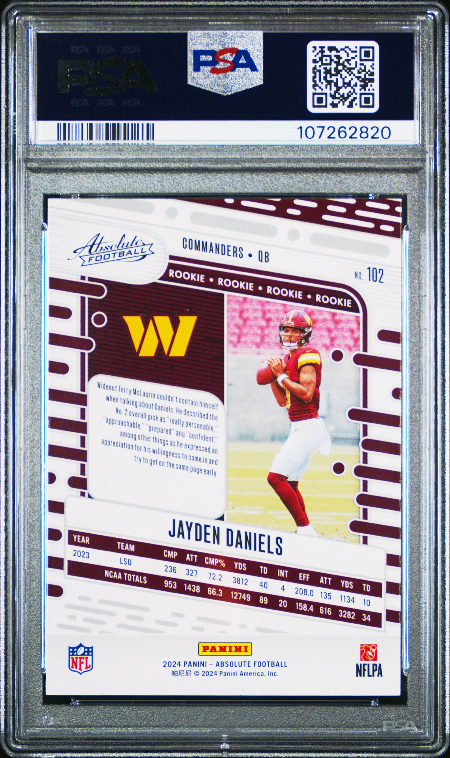 2024 Panini Absolute Jayden Daniels Red White Blue Kaleidoscope #102 PSA 10