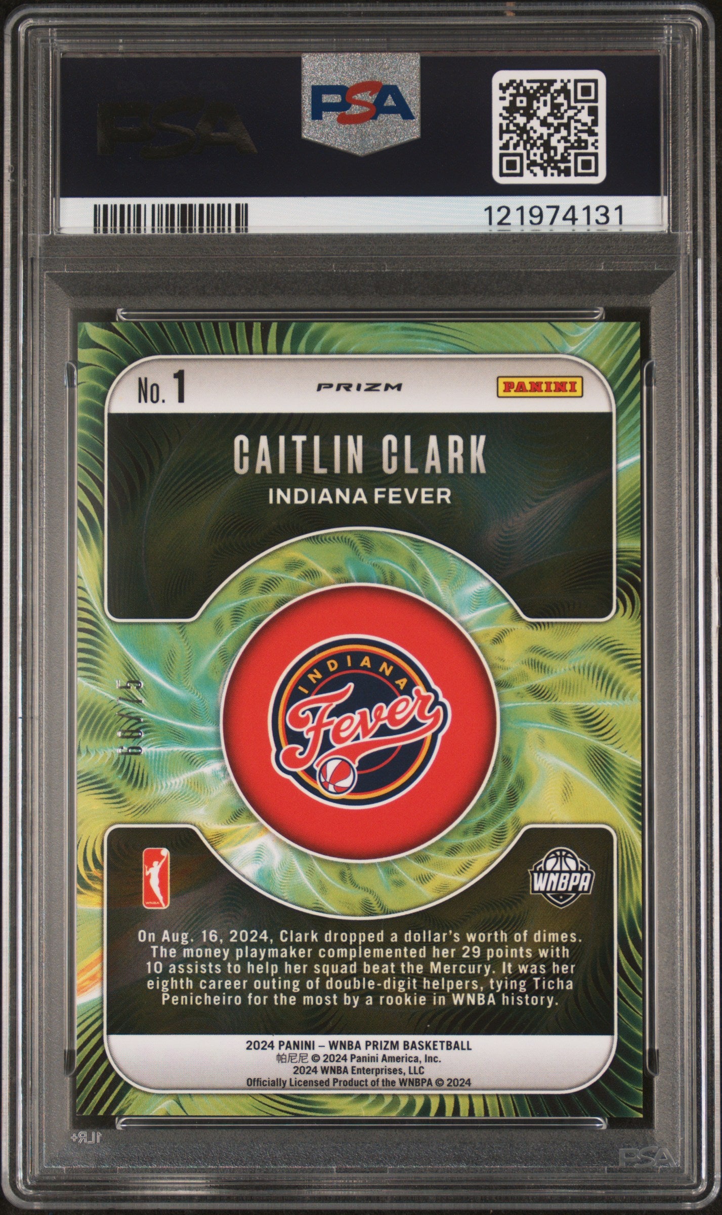 2024 Panini Prizm WNBA Fractal Caitlin Clark Orange Pulsar /75 #1 PSA 10