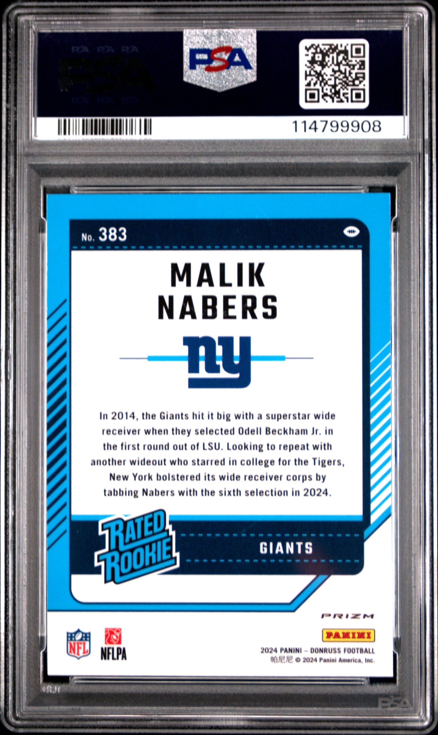 2024 Panini Donruss Malik Nabers Optic Preview Red Wave #383 PSA 10