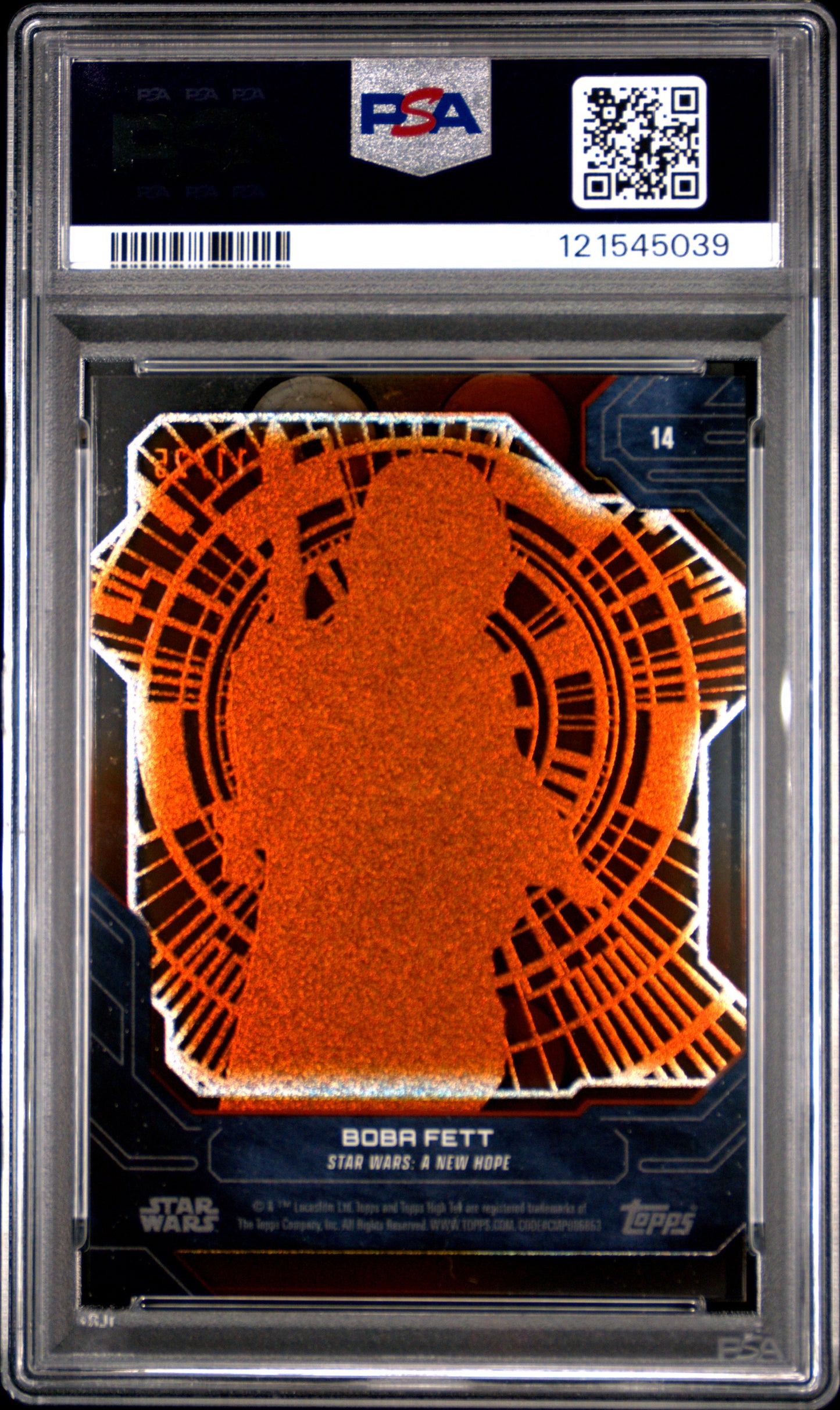 2024 Topps Star Wars High Tek Boba Fett Laser Orange Magma /25 #14 PSA 10