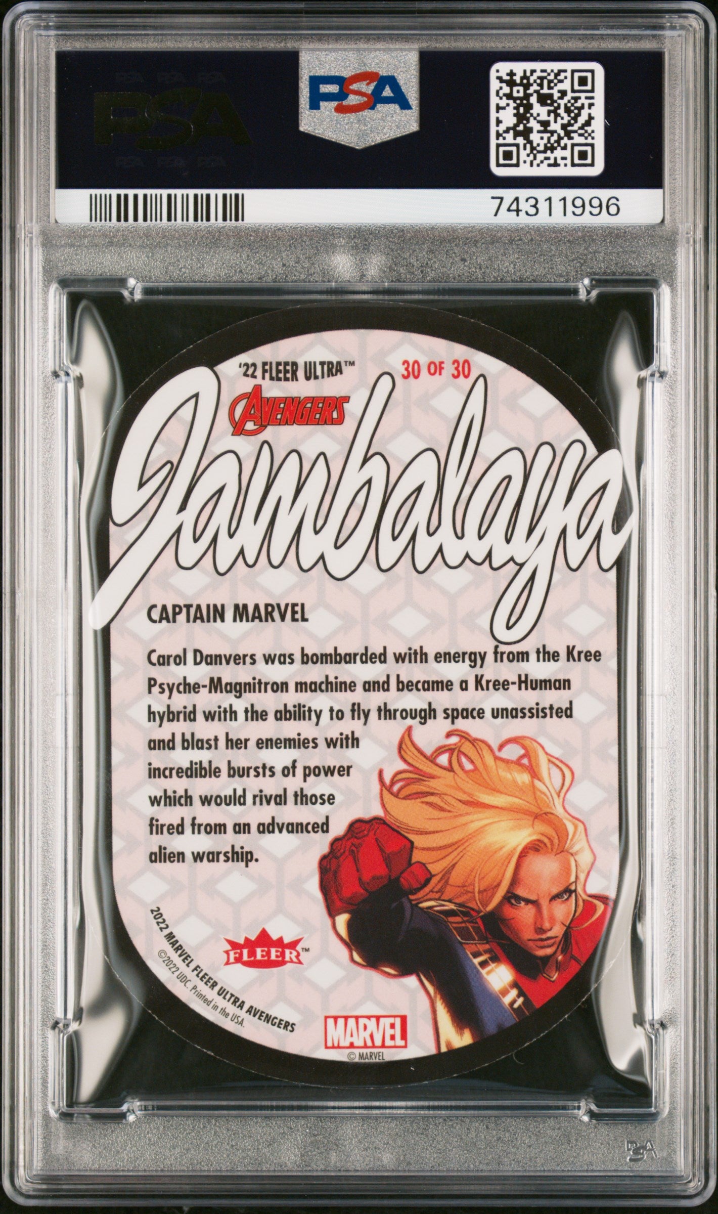 2022 Fleer Ultra Avengers Jambalaya Captain Marvel #30 PSA 9