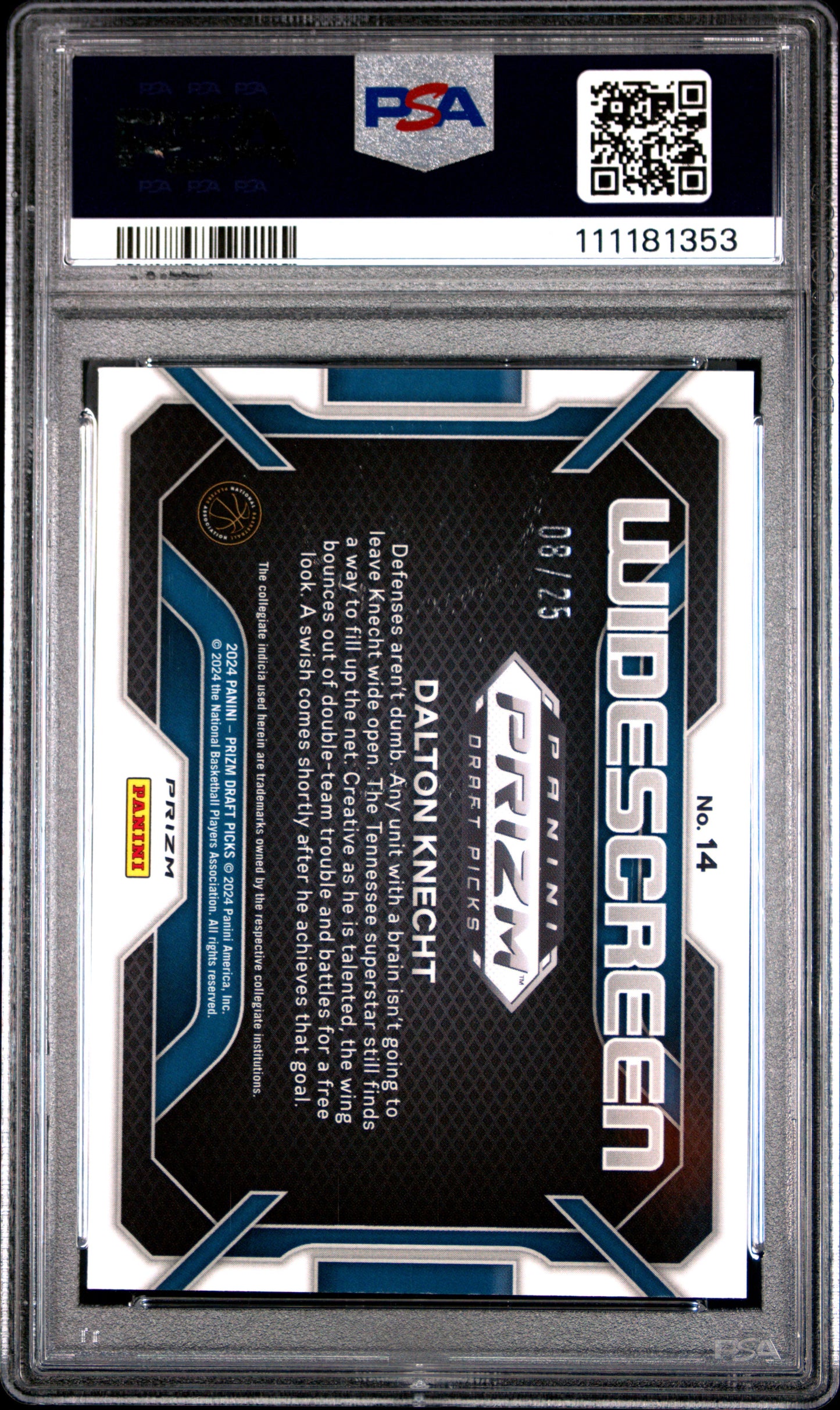 2024 Panini Prizm Draft Picks Widescreen Dalton Knecht Mojo /25 #14 PSA 10