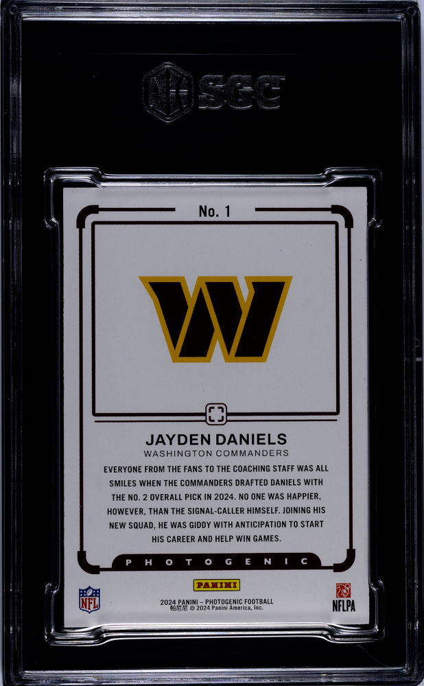 2024 Panini Photogenic Jayden Daniels Draft Snapshots Purple /75 #1 SGC 10