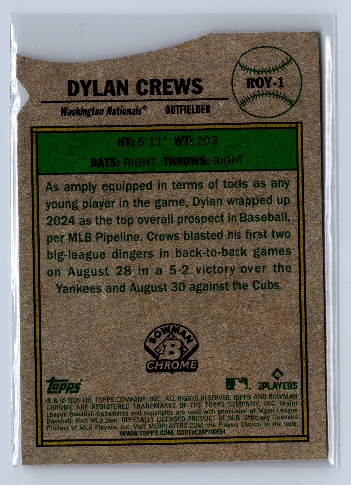 2025 Bowman Chrome Dylan Crews Rookie of the Year Favorites #ROY-1