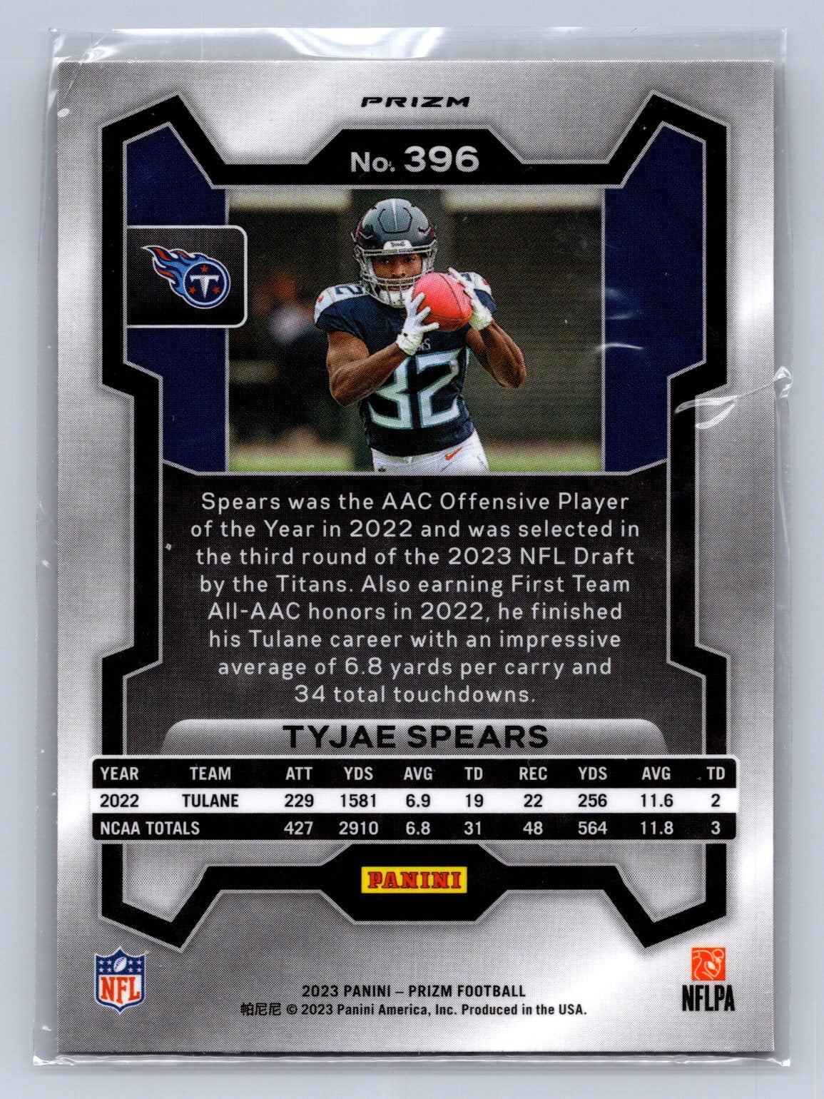 2023 Panini Prizm Tyjae Spears Lazer #396