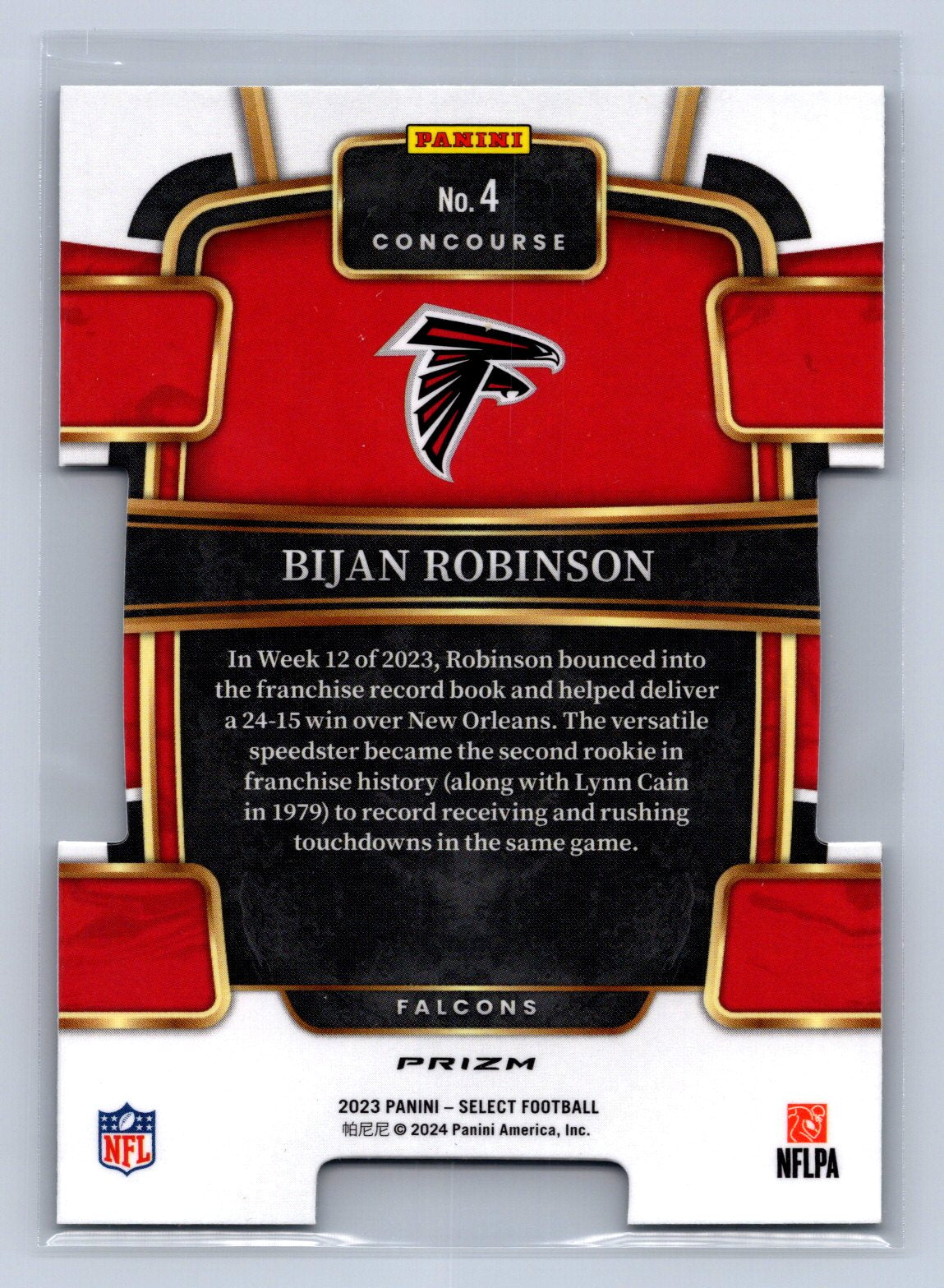 2024 Panini Select Bijan Robinson Concourse Black Green Die-Cut #4