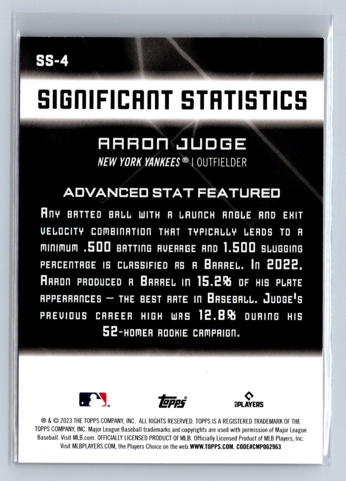 2023 Topps Significant Statistics Aaron Judge #SS-4