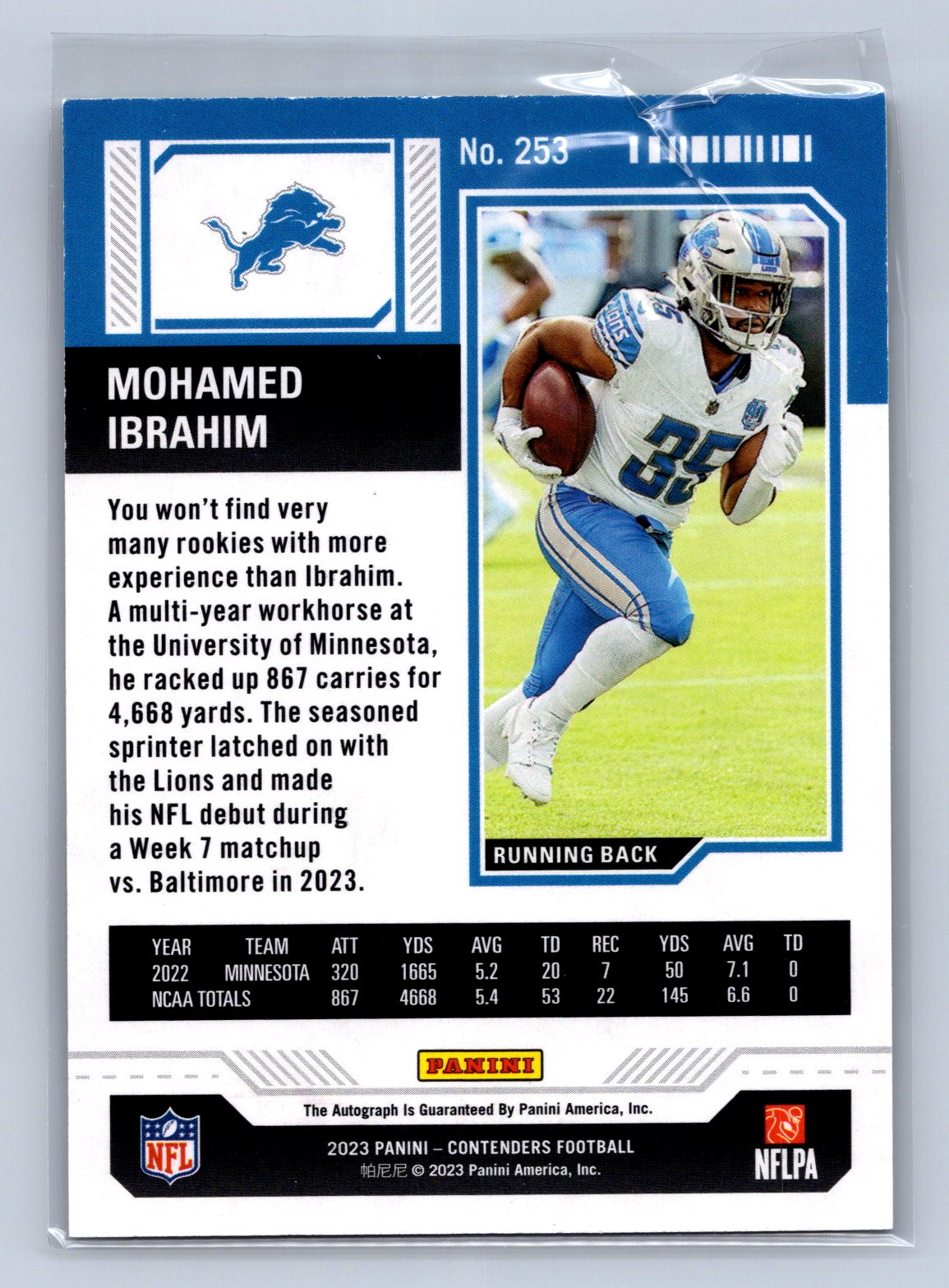 2023 Panini Contenders Rookie Ticket Mohamed Ibrahim Green Laser Auto #253