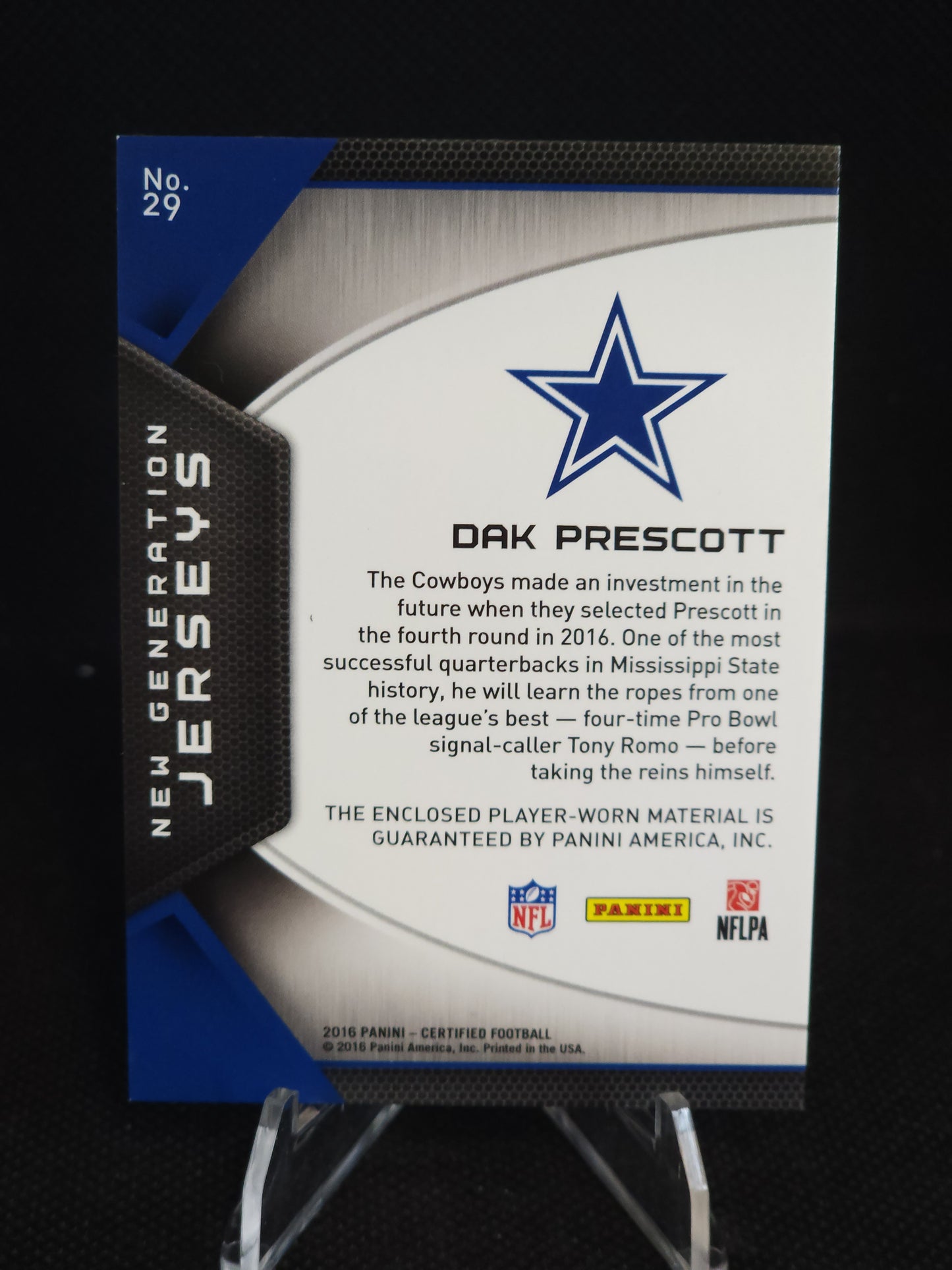 2016 Panini Certified Dak Prescott New Generations Gold Patch /25 #29