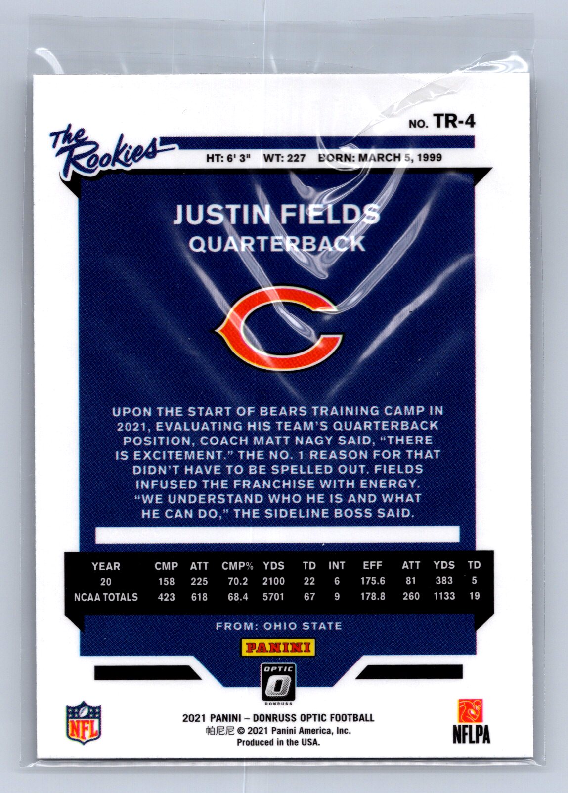 2021 Panini Donruss Optic The Rookies Justin Fields #TR-4