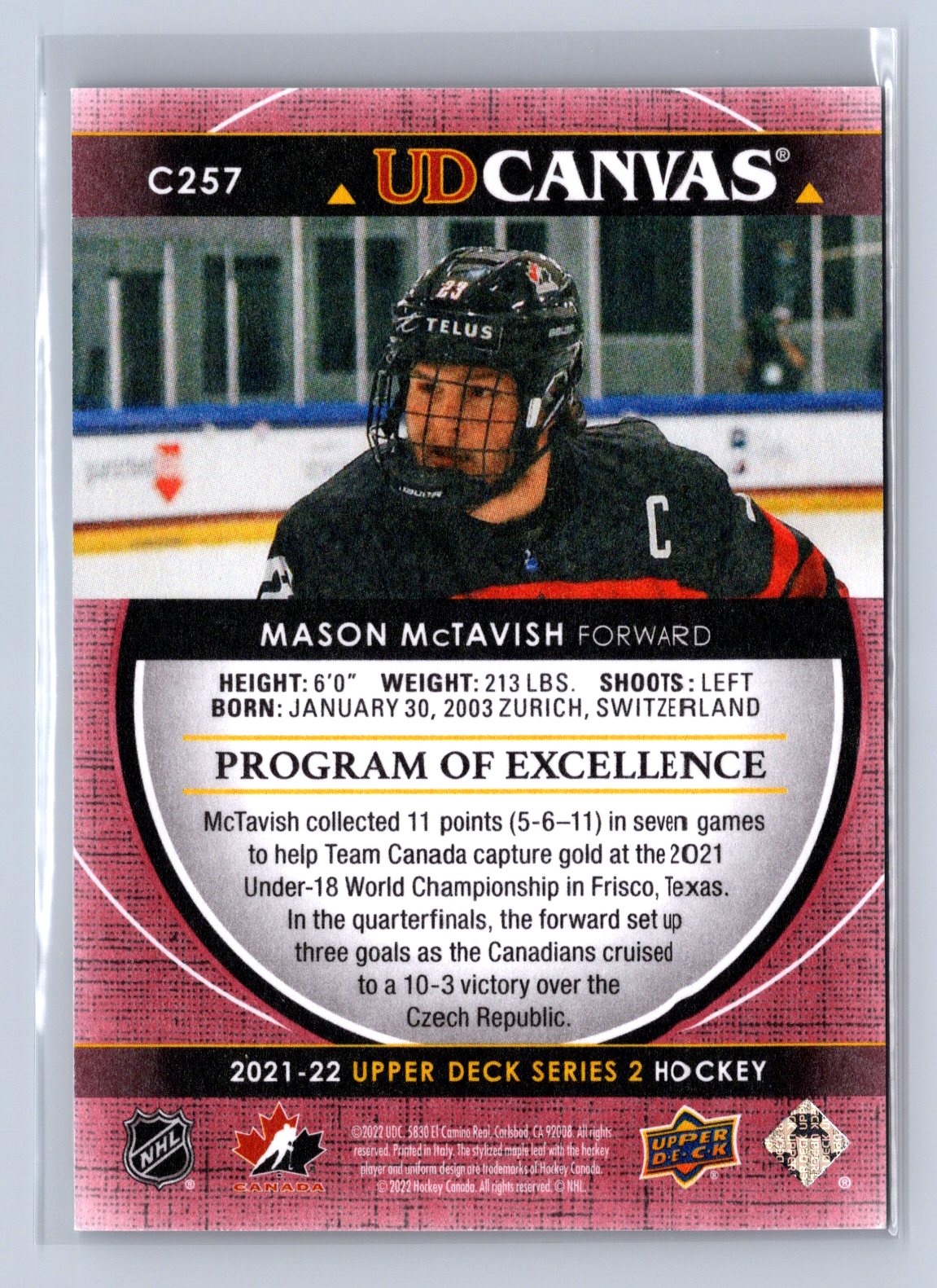 2021-22 Upper Deck UD Canvas Program of Excellence Mason McTavish #C257