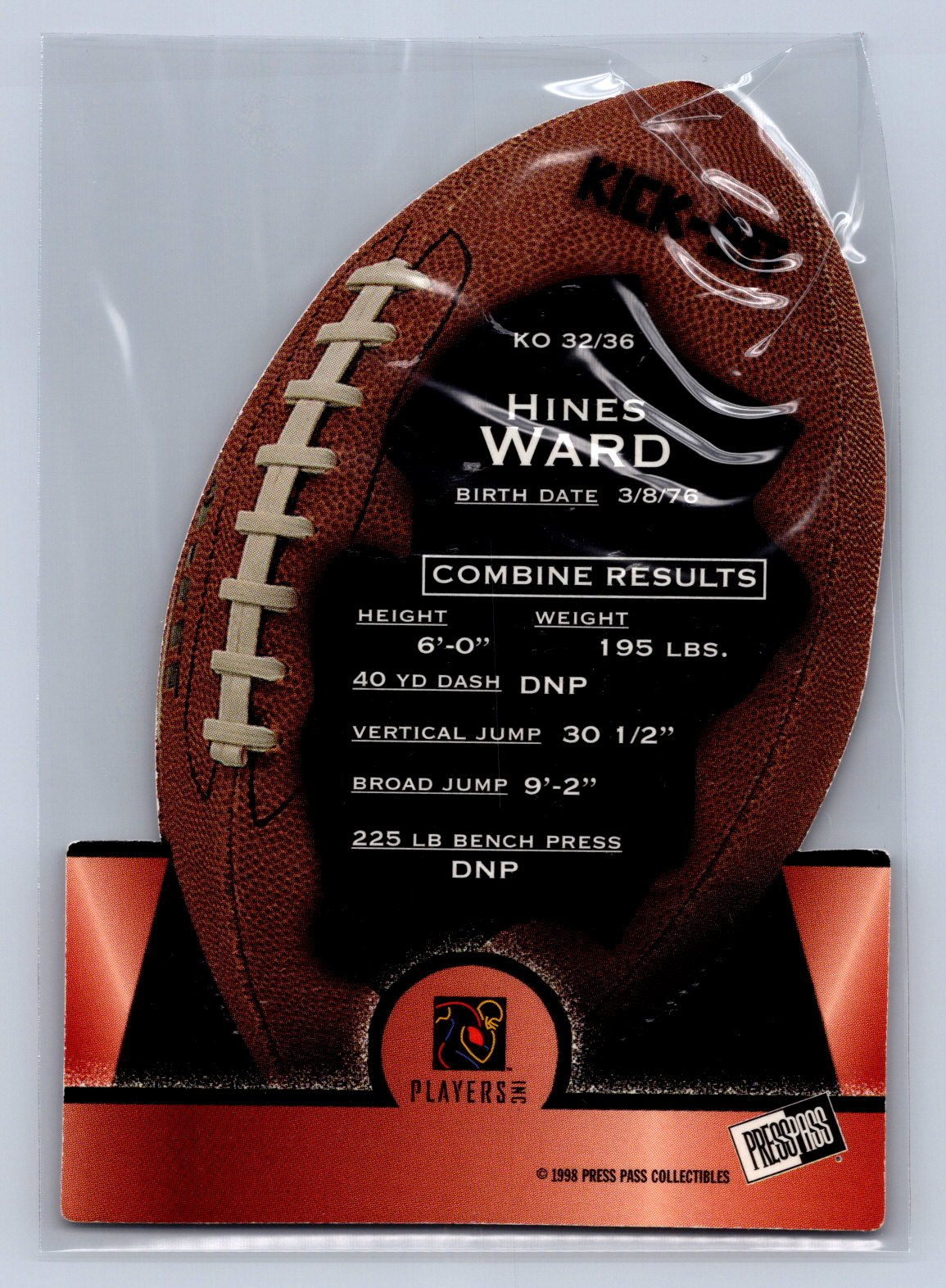 1998 Press Pass Kick-Off Hines Ward Die-Cut #32