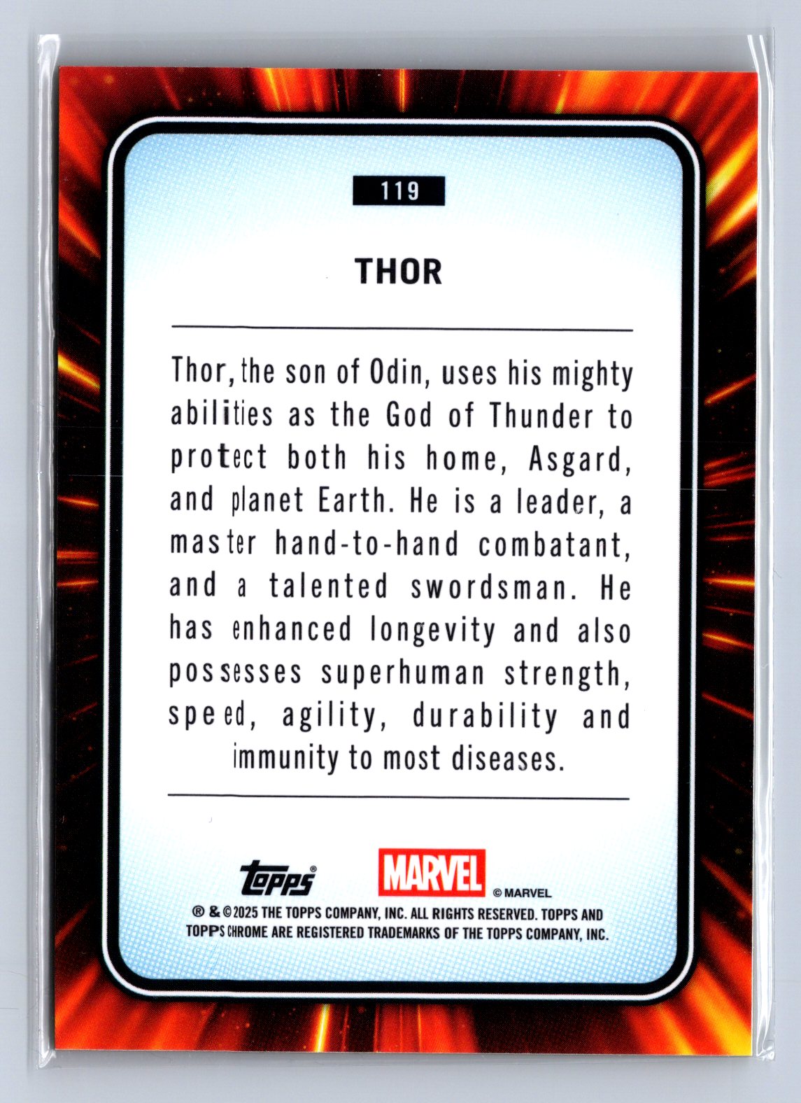 2025 Topps Chrome Marvel Thor Yellow Lava Refractor #119