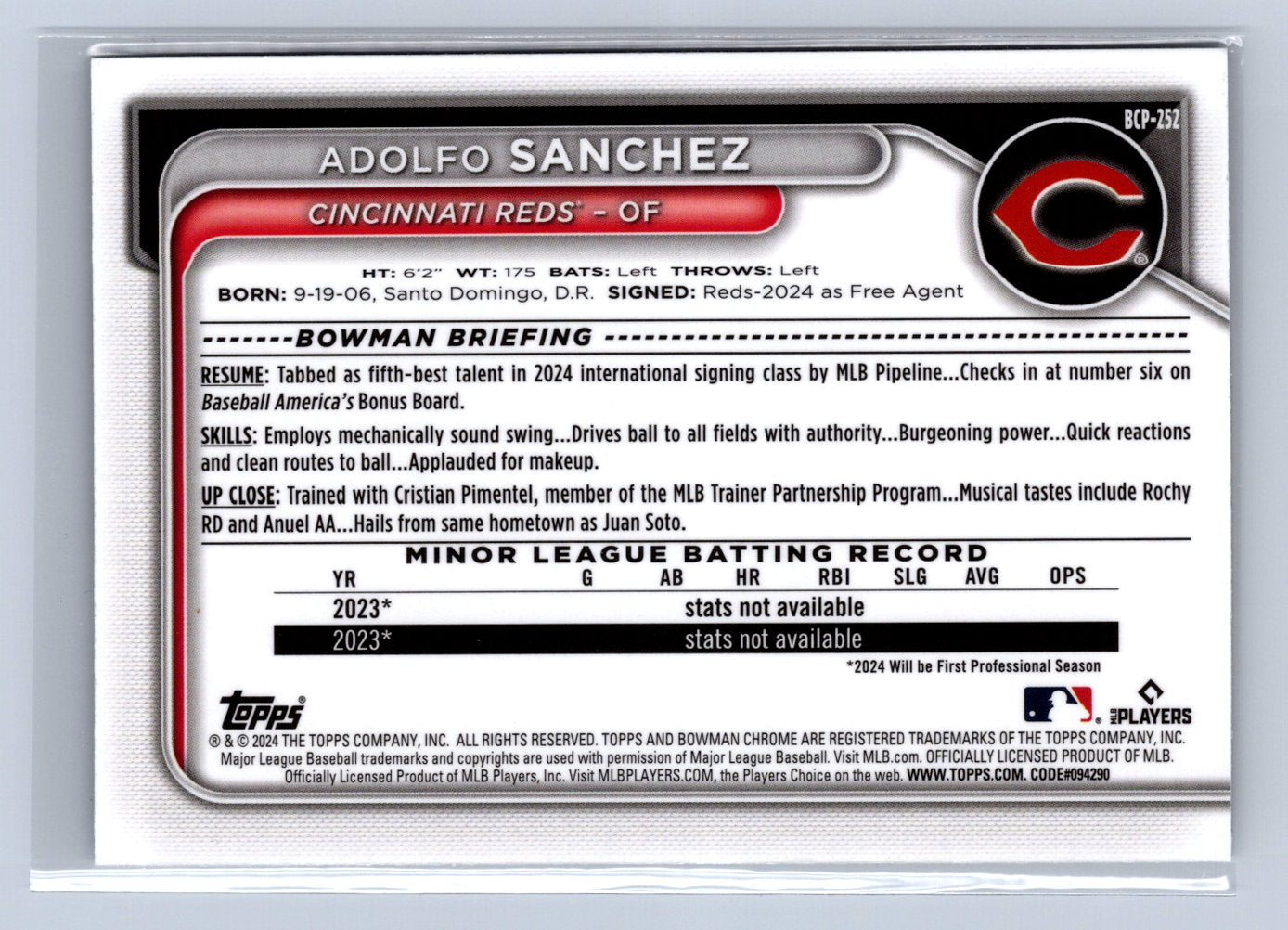 2024 Bowman Chrome Adolfo Sanchez Mega Box Mojo Refractor #BCP-252
