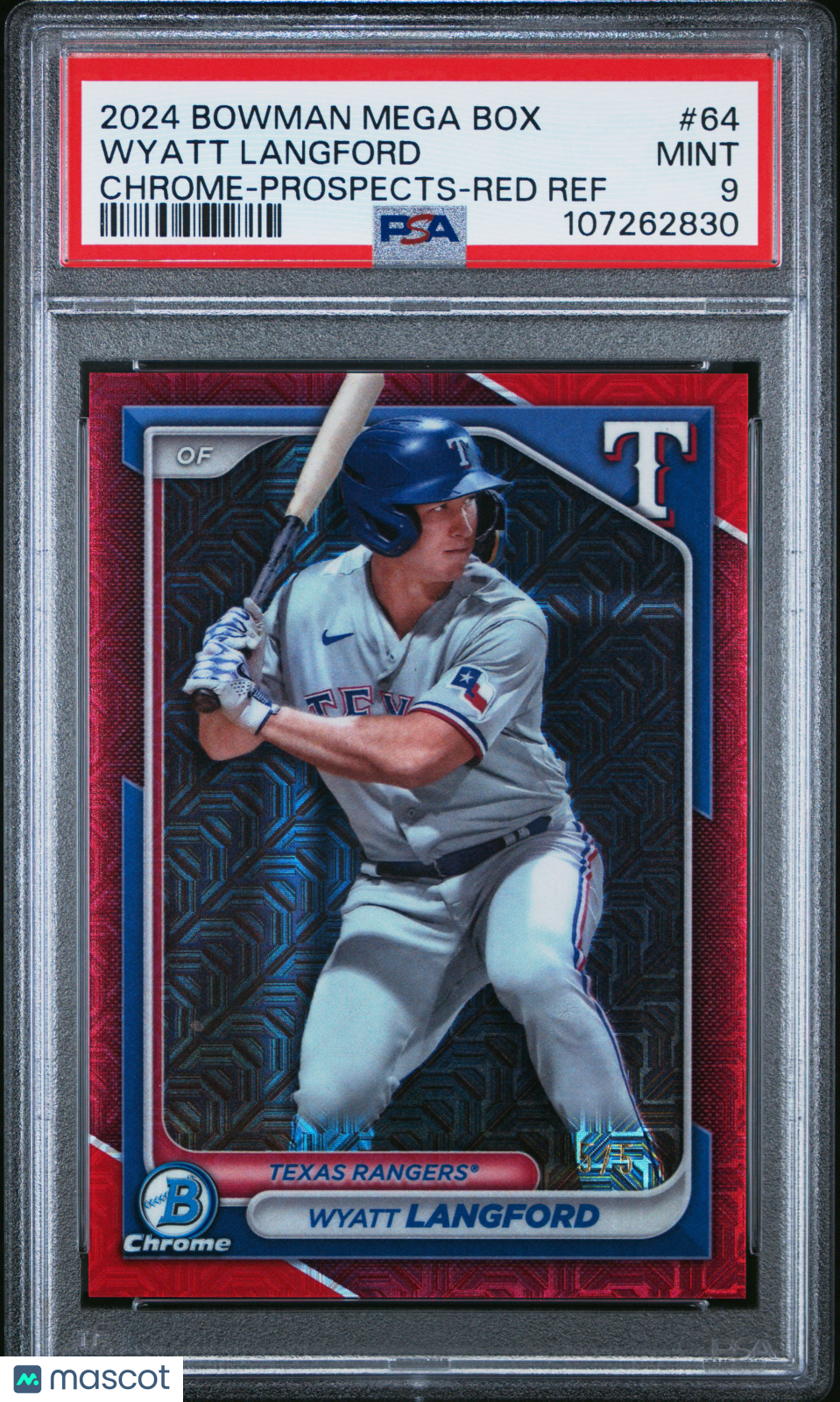 2024 Bowman Mega Box Chrome Prospects Wyatt Langford Red Refractor #64 PSA 9 /5