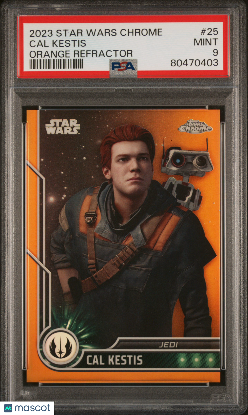 2023 Topps Chrome Star Wars Cal Kestis Orange Refractor /25 #25 PSA 9