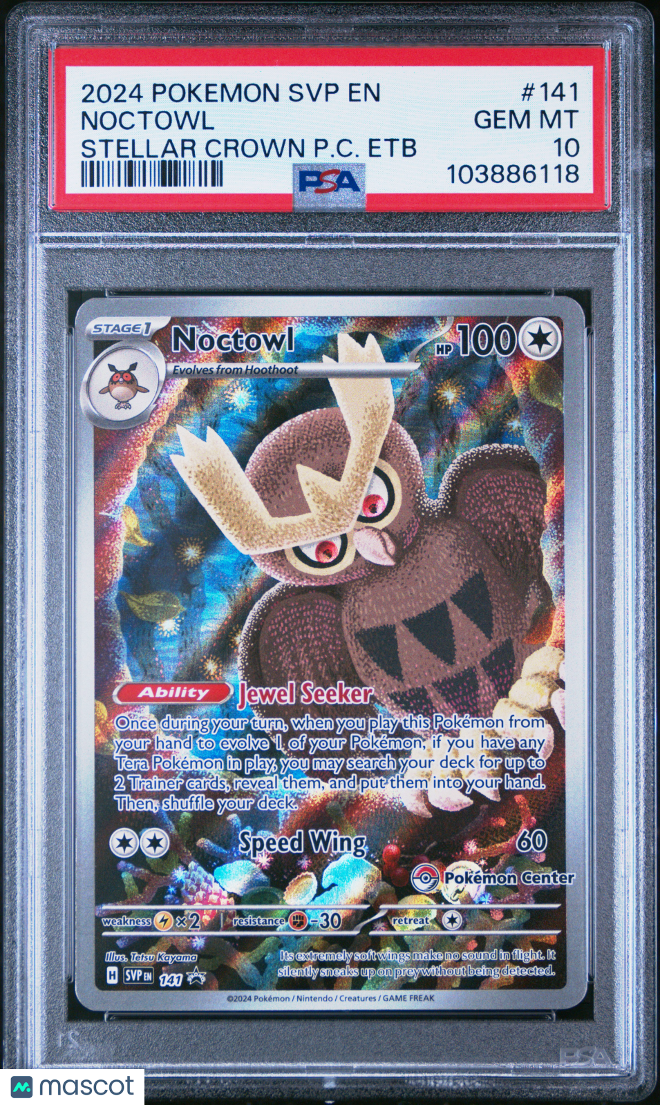2024 Pokemon Black Star Promo Noctowl Pokemon Center #141 PSA 10