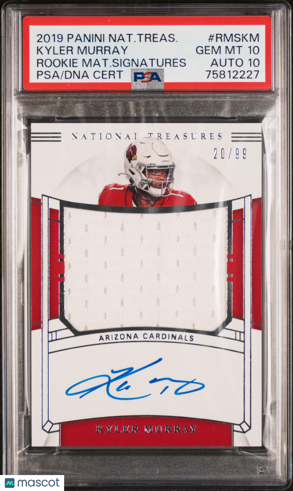 2019 National Treasures Kyler Murray Rookie Material /99 #RMSKM PSA 10 Auto 10