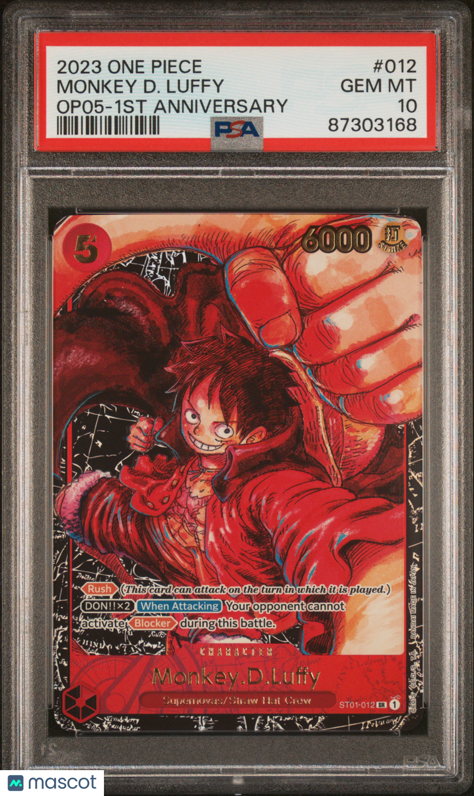 2023 One Piece Awakening Of The New Era Monkey D Luffy #OP05-012 PSA 10