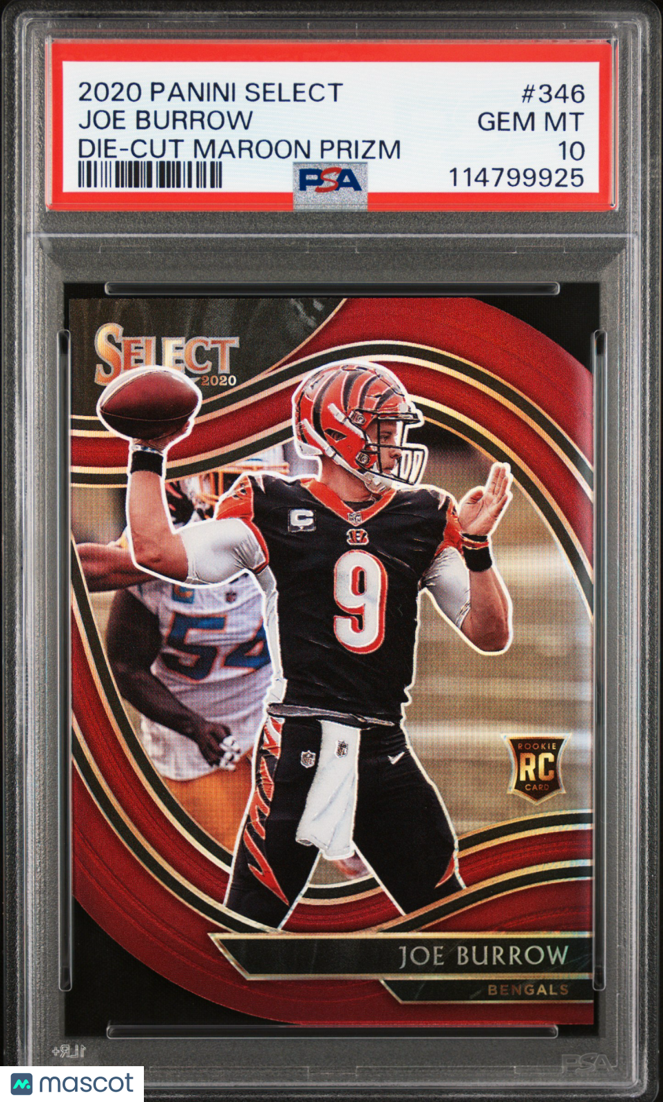 2020 Panini Select Joe Burrow Die Cut Maroon Prizm #346 PSA 10