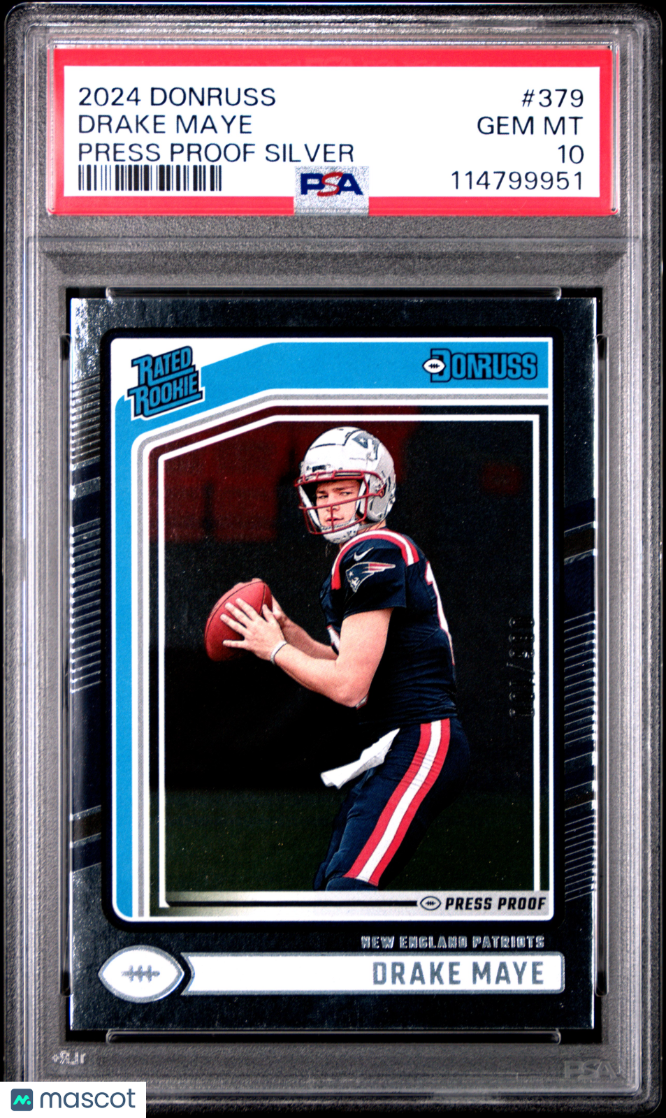 2024 Panini Donruss Drake Maye Press Proof Silver #379 PSA 10