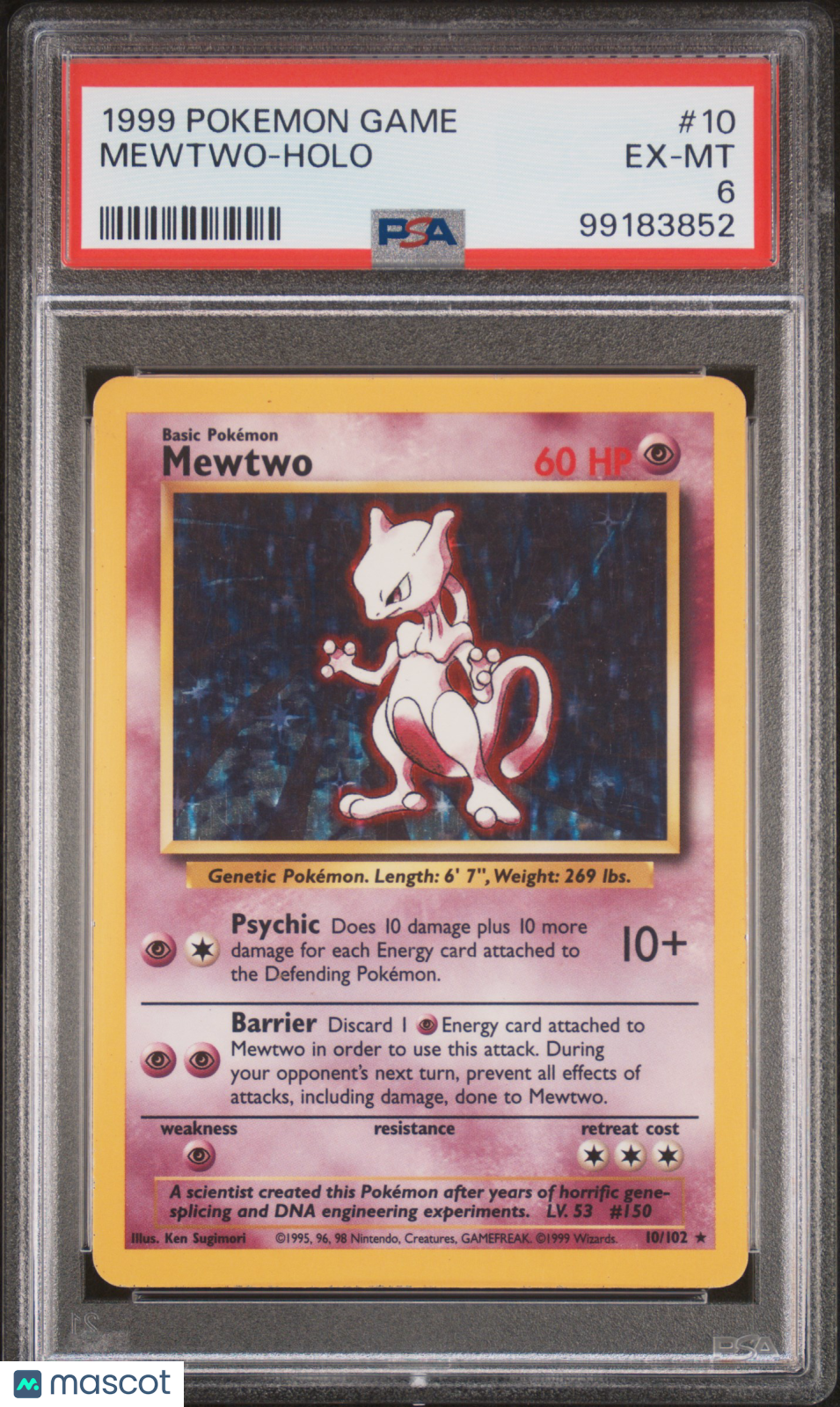 1999 Pokemon Base Set Mewtwo Holo #10 PSA 6