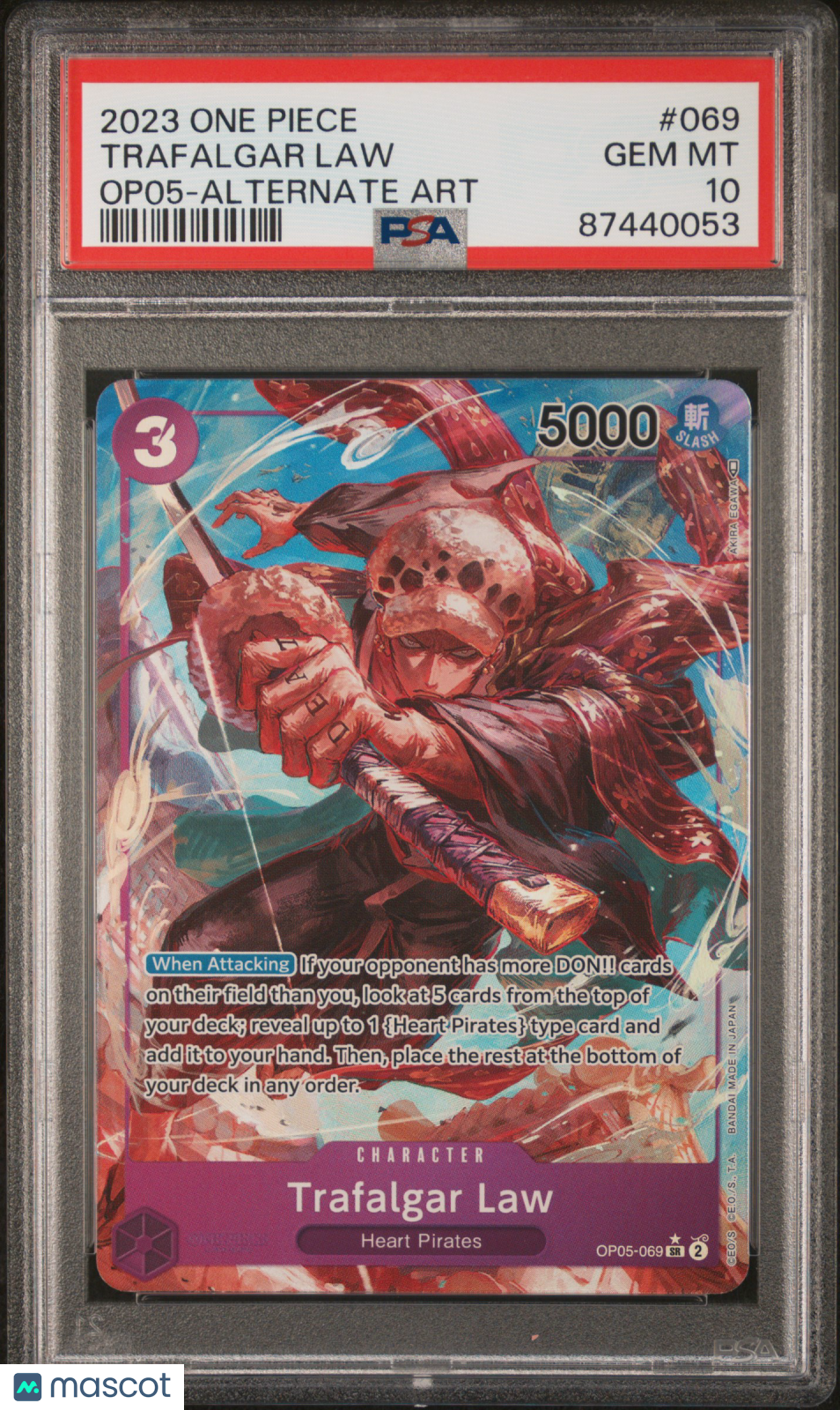 2023 One Piece Awakening Of The New Era Trafalgar Law Alt Art #OP06-069 PSA 10