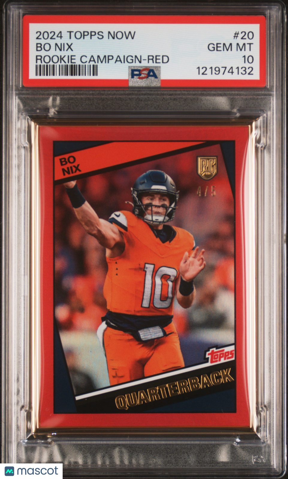 2024 Topps Now Rookie Campaign 1984 Bo Nix Red /5 #20 PSA 10