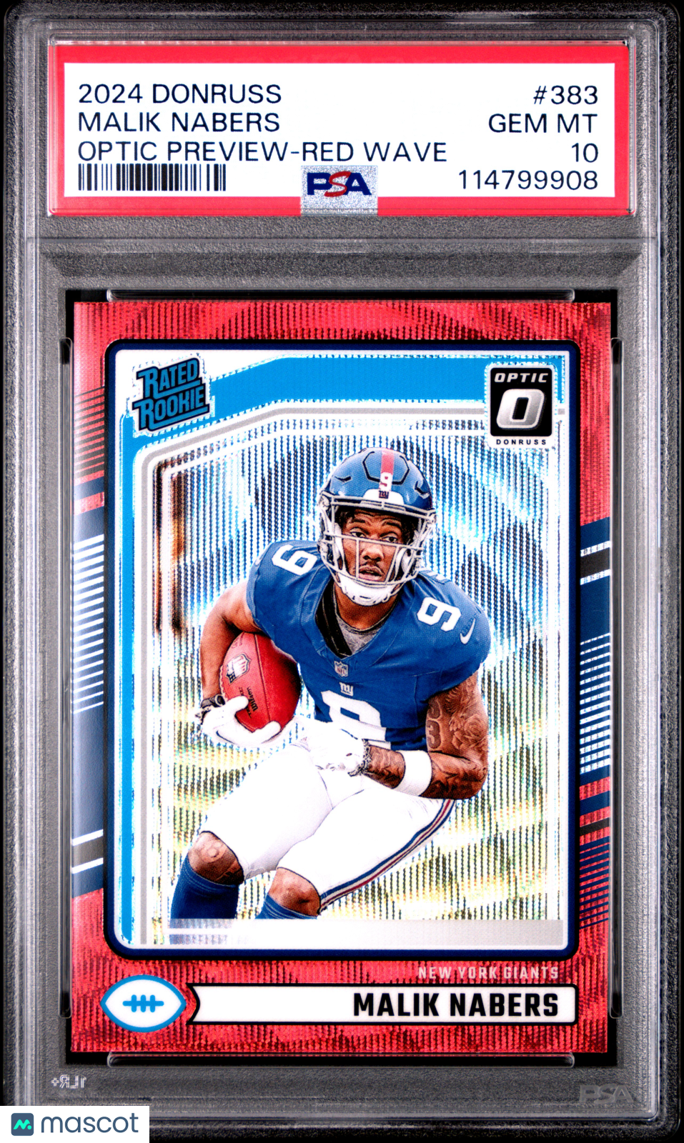 2024 Panini Donruss Malik Nabers Optic Preview Red Wave #383 PSA 10