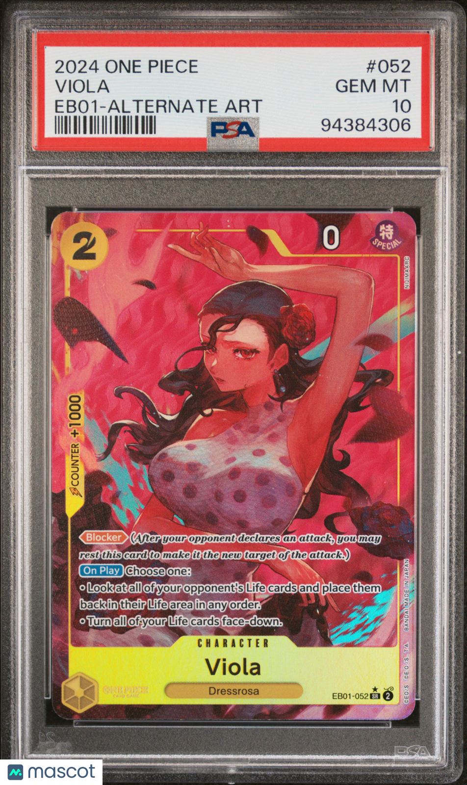 2024 One Piece Extra Booster Memorial Collection Viola Alt Art #EB01-052 PSA 10