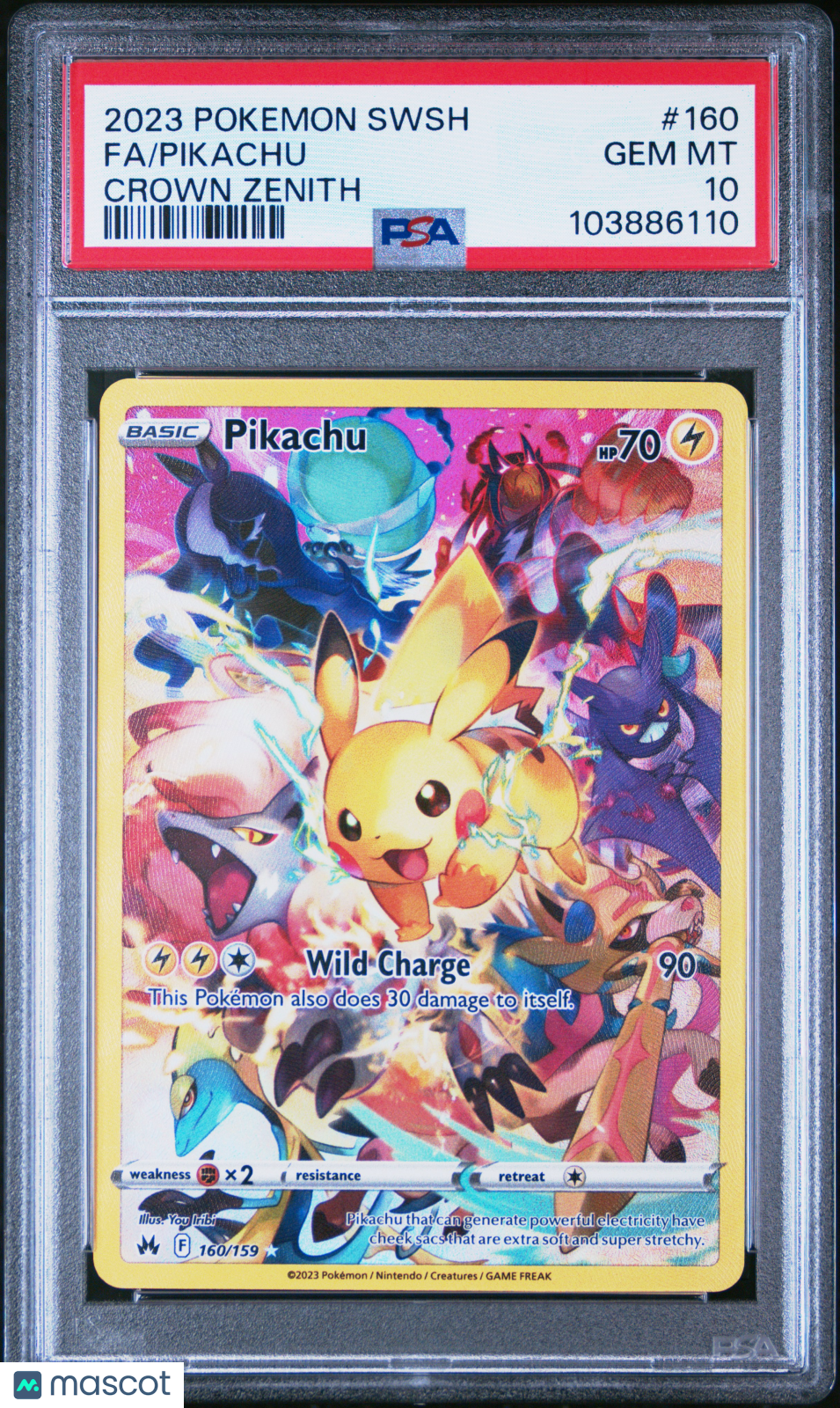 2023 Pokemon Crown Zenith Pikachu Full Art #160 PSA 10