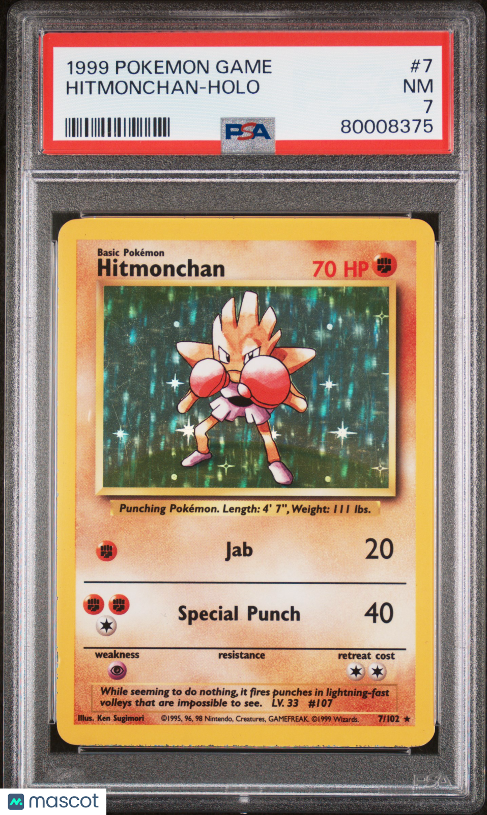 1999 Pokemon Game Hitmonchan #7 PSA 7