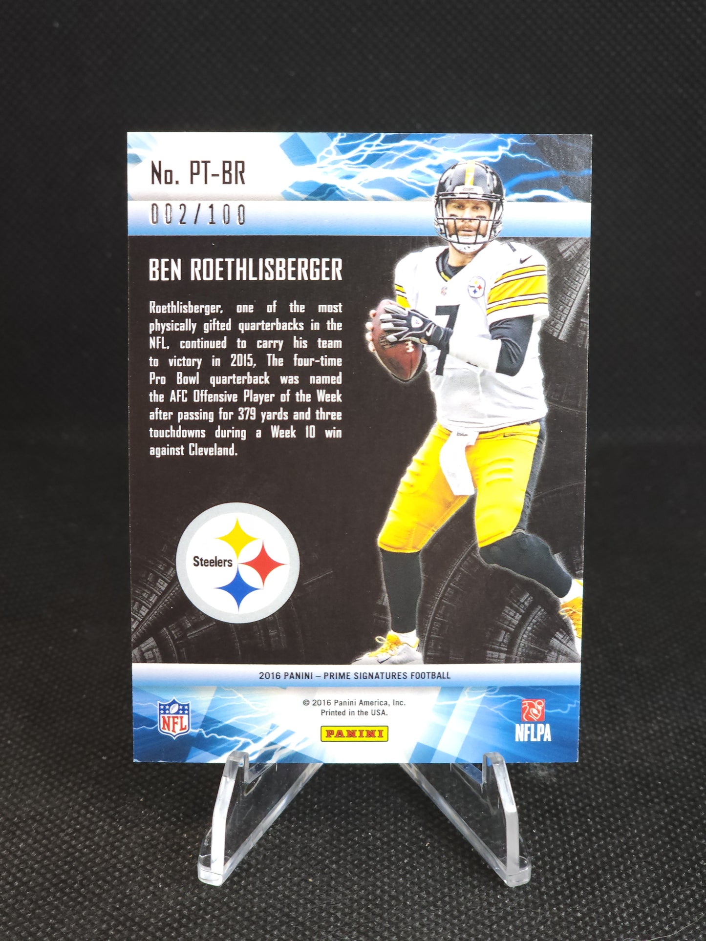 2016 Panini Prime Signatures Ben Roethlisberger Prime Timers Cosmic /100 #PT-BR