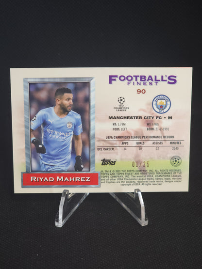 2021-22 Topps Finest Riyad Mahrez Flashbacks Black Refractor /25 #90