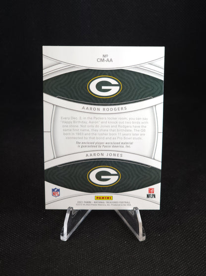 2022 National Treasures Aaron Rodgers Jones NFL Gear Combo Patch /99 #CM-AA
