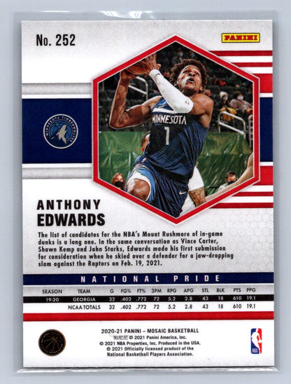 2020-21 Panini Mosaic National Pride Anthony Edwards #252