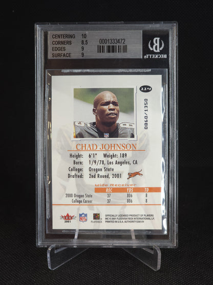 2001 Fleer Authority Chad Johnson /1350 #114 BGS 9