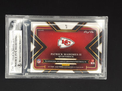 2017 Select Jumbo Rookie Swatches Patrick Mahomes II Black Prizm 1/1 #3 BGS 9