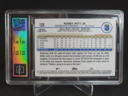 2024 Topps Chrome Bobby Witt Jr. Lightboard Logo Refractor #120 Arena Club 10