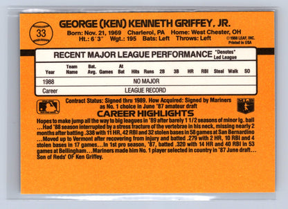1988 Donruss Rated Rookie Ken Griffey Jr. #33