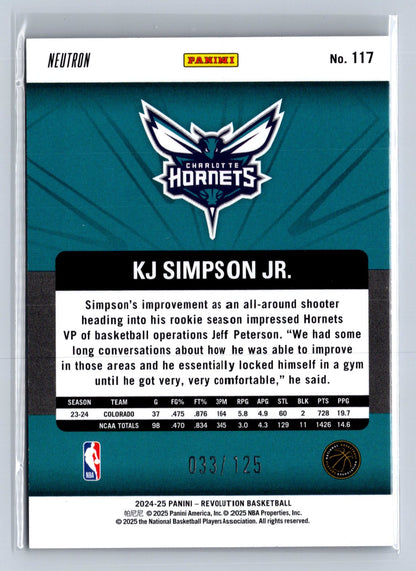 2024-25 Panini Revolution Neutron KJ Simpson Jr. /125 #117