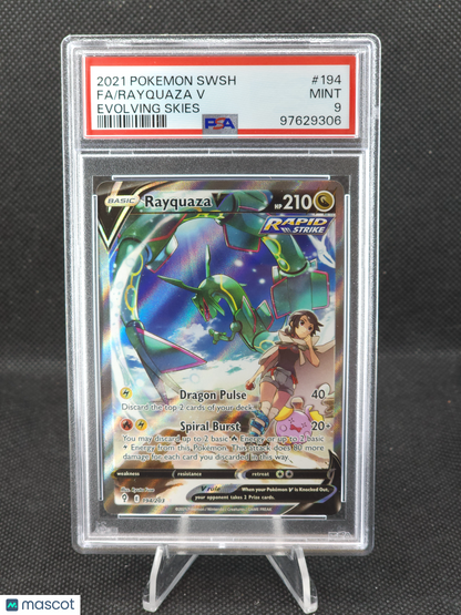 2021 Pokemon Evolving Skies Rayquaza V Full Art #194 PSA 9