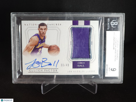 2017 National Treasures Clutch Factor Jersey Auto Lonzo Ball /49 #15 BGS 9