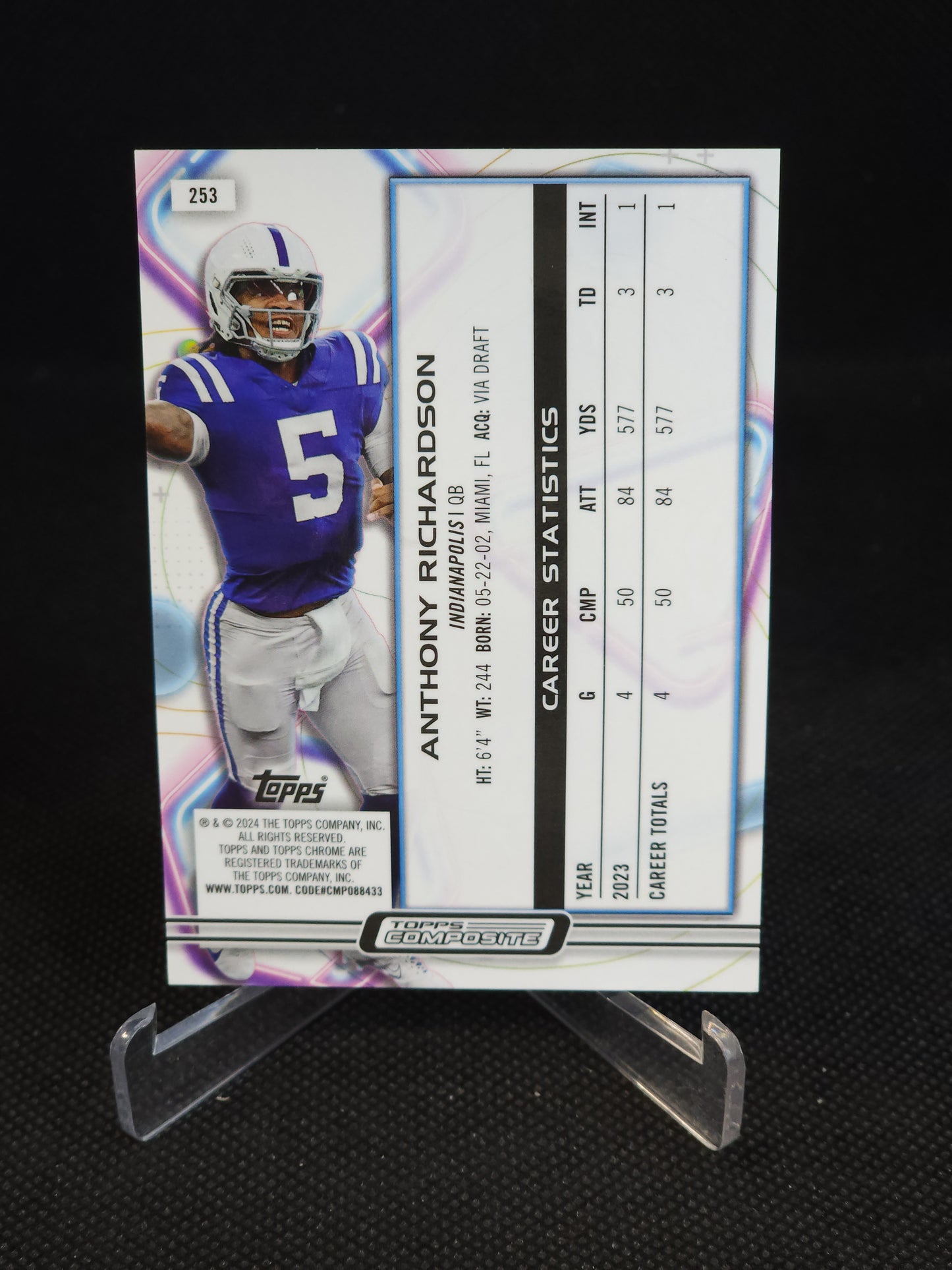 2023 Topps Composite Anthony Richardson Cosmic Chrome Gold /50 #253