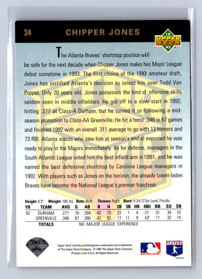 1992 Upper Deck Star Rookie Chipper Jones #24