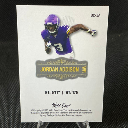 2023 Wild Card Jordan Addison Matte White /100 #BC-JA